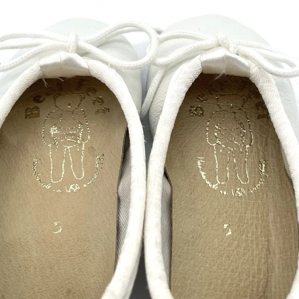 Bear Feet White Leather Ballerina Kid's Shoes Size 5 DSWB
